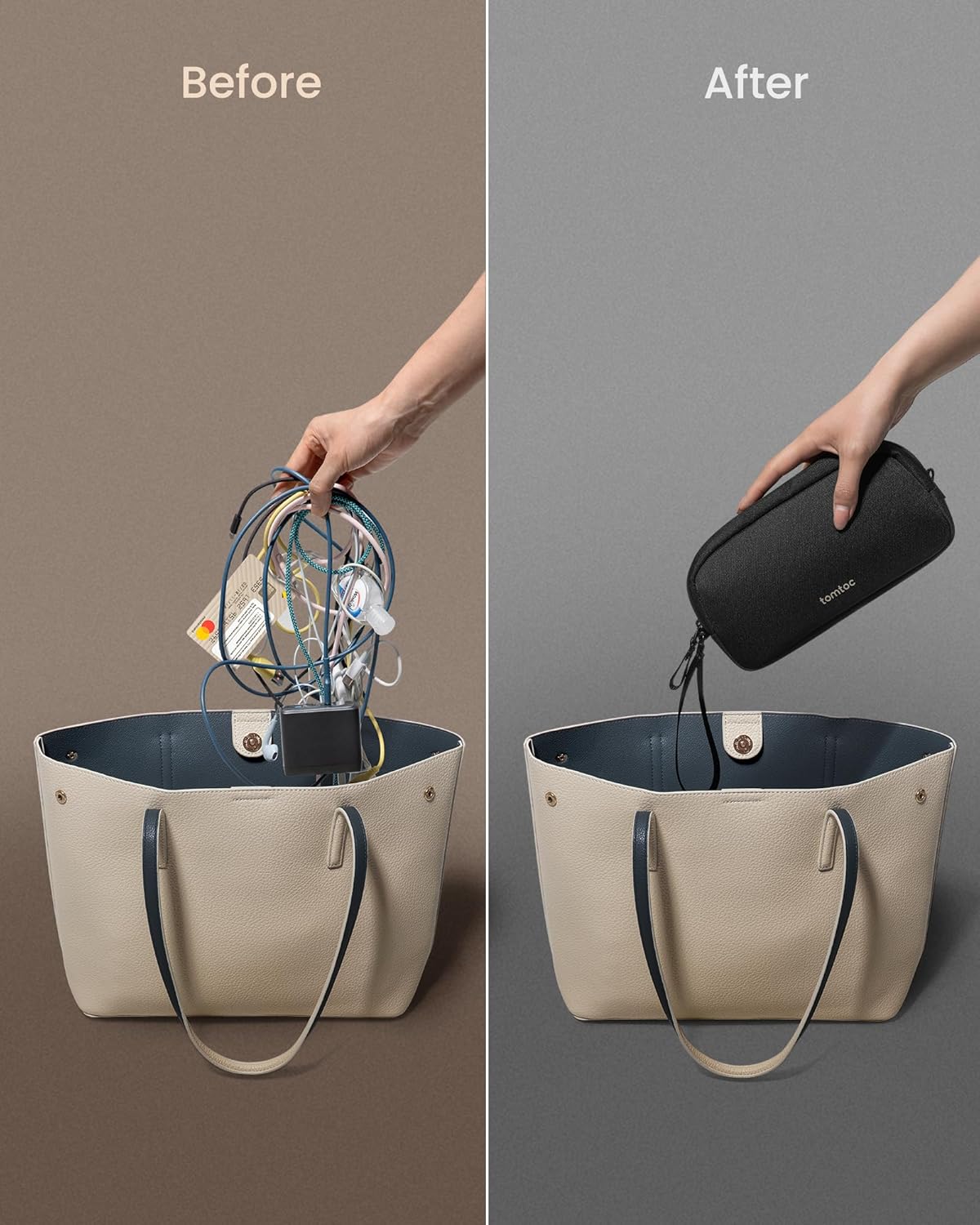 tomtoc accessoire tas kabel hoes, elektronica tech laptop accessoires organiser tas reis accessoires etui voor adapter, muis, kabel, voeding, lader, harde schijf - Image 4