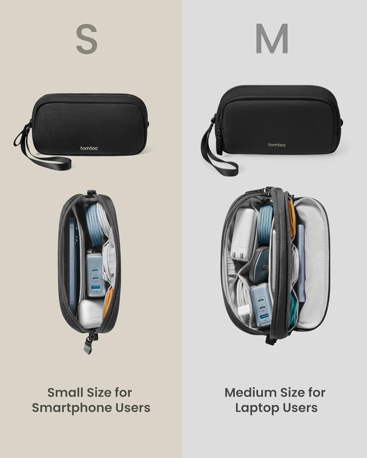 tomtoc accessoire tas kabel hoes, elektronica tech laptop accessoires organiser tas reis accessoires etui voor adapter, muis, kabel, voeding, lader, harde schijf - Image 7