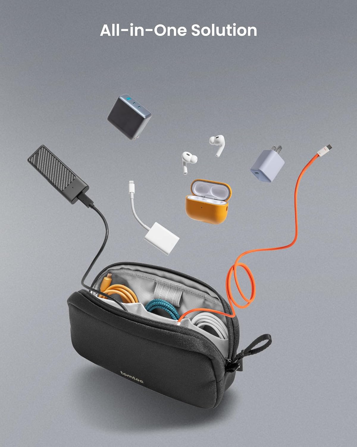 tomtoc accessoire tas kabel hoes, elektronica tech laptop accessoires organiser tas reis accessoires etui voor adapter, muis, kabel, voeding, lader, harde schijf - Image 8