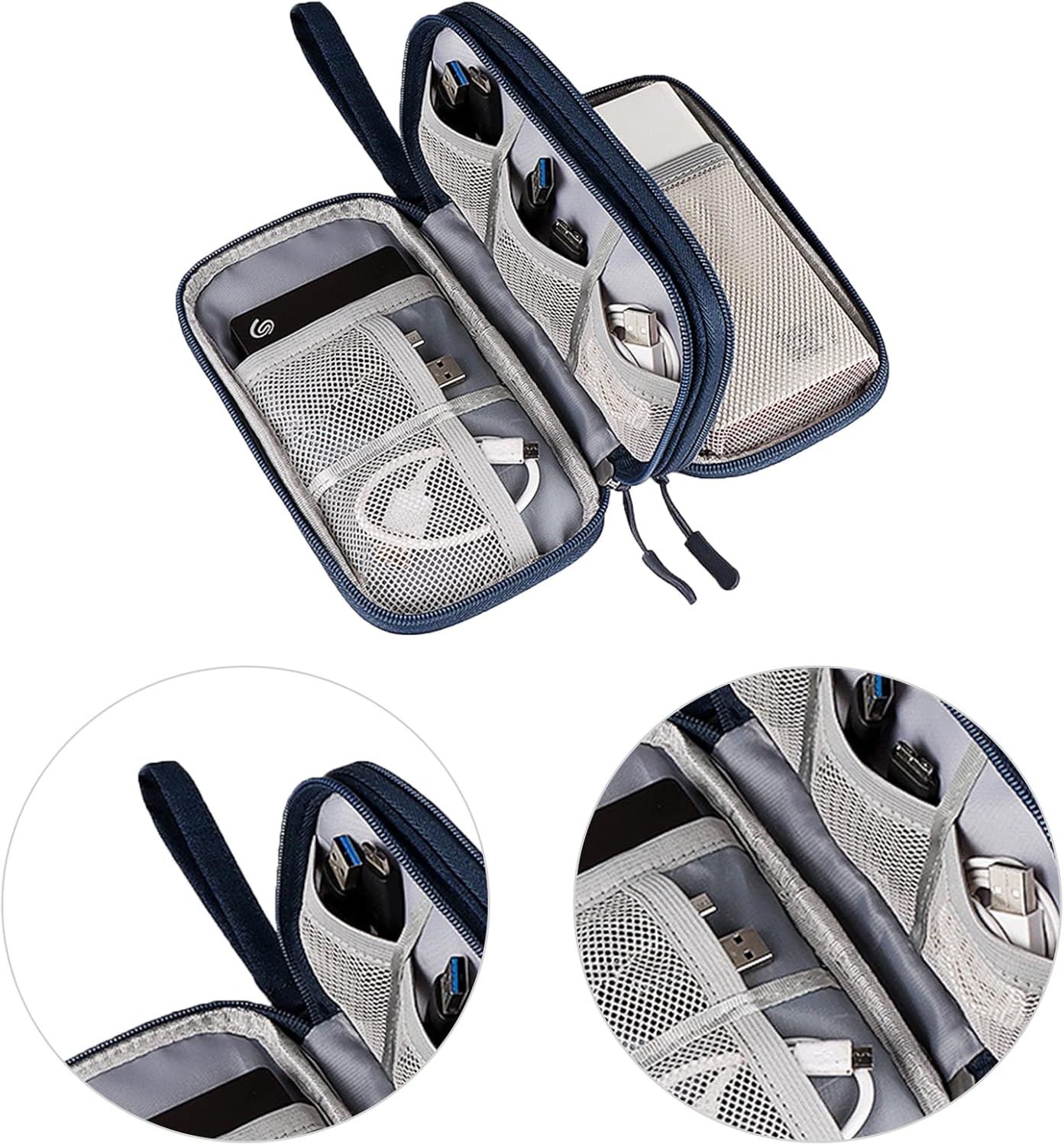 Kabeltas Kleine, Kabels & Accessoires Tas, Elektronica Accessoires Organizer, voor Accessoires, Mobiele Telefoon, Oplaadkabel, Powerbank, USB-sticks, SD-kaarten - Image 7