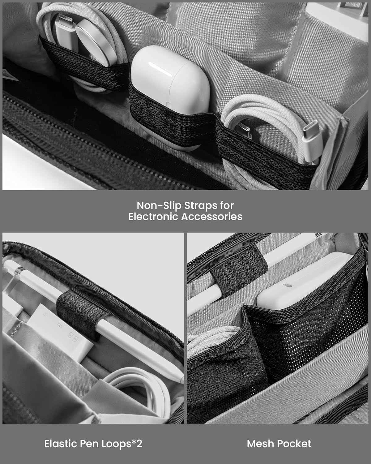 tomtoc accessoire kabeltasse, elektronica tech etui laptop accessoire organiser tas kabel tas reis accessoires tas voor adapter, lader, kabel, harde schijf - Image 4