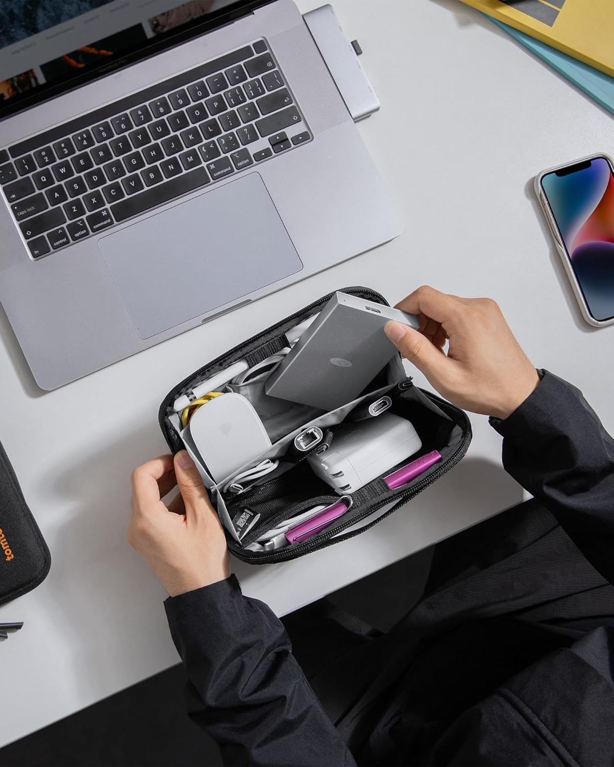 tomtoc accessoire kabeltasse, elektronica tech etui laptop accessoire organiser tas kabel tas reis accessoires tas voor adapter, lader, kabel, harde schijf - Image 6