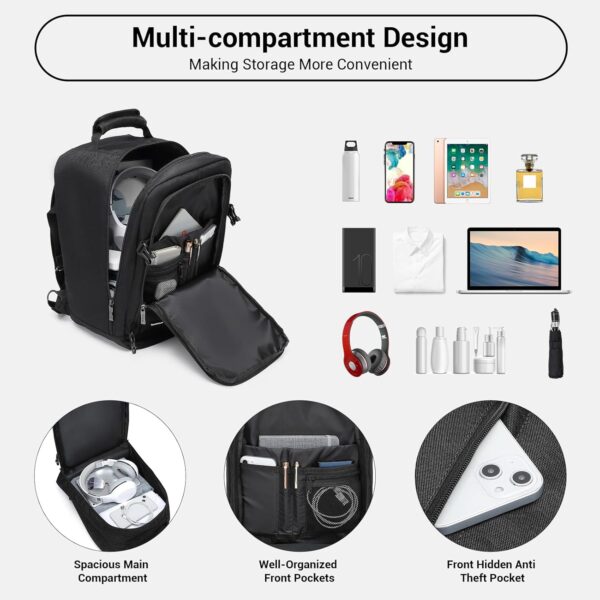 Kono Ryanair Handbagage 40x20x25cm Onder Seat Cabine Reizen Carry On Rugzak Maat 20L（Zwart） - Image 4