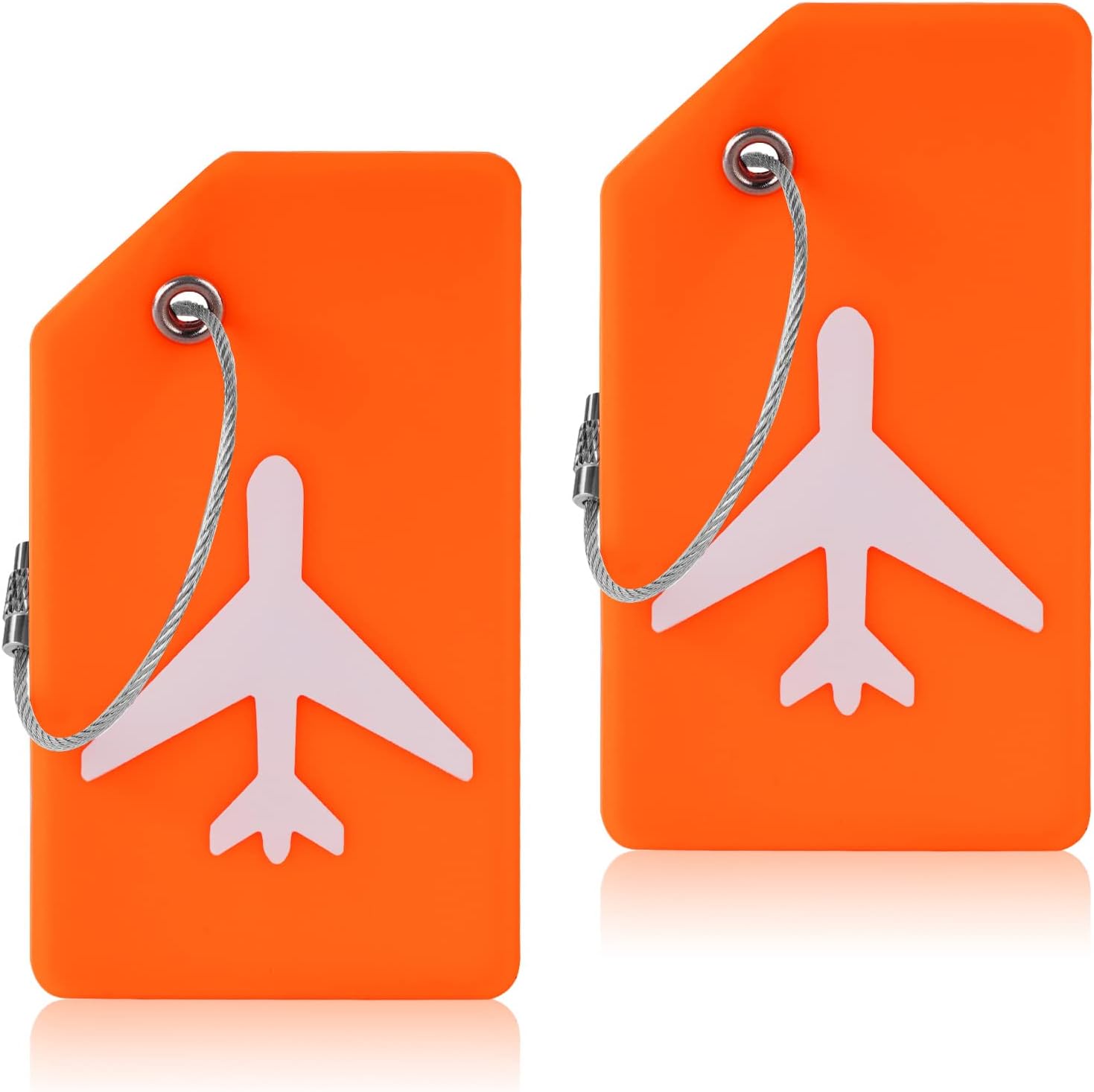 Flintronic 2 stuks bagagelabels, siliconen bagagelabels, koffer ID-tagset, handtaslabels reisaccessoires voor ingecheckte bagage, handbagage en handtassen - oranje - Image 8