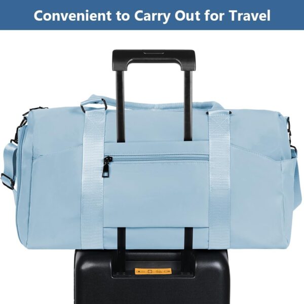 Flintronic Sporttas, opvouwbare reistas voor dames en heren, waterdichte draagtas voor overnachting, sporttas met schoenenvak en natte zak, grote tas voor sport en reizen, Blauw, 45*30*20CM - Image 9