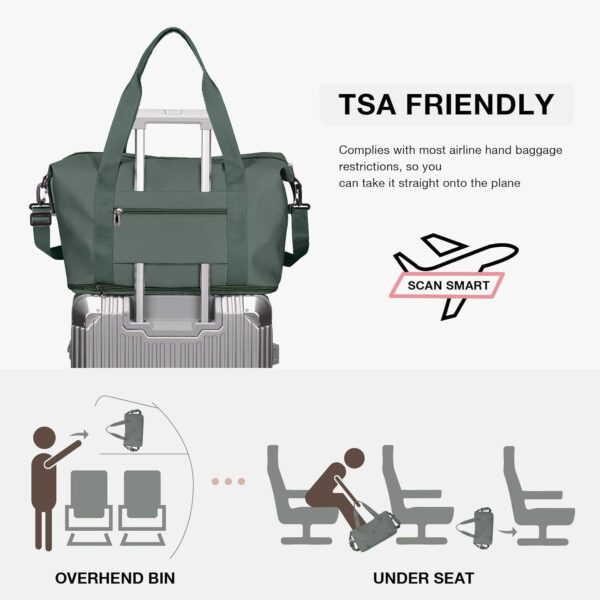 Reistas Dames Sporttas 40x20x25 Ryanair Handbagage tas Weekendtas zwemtas waterdichte Reistas plunjezak Fitnesstas Trainingstas dames voor op reis sportschool,A1-groen - Image 7