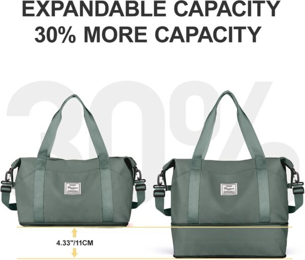 Reistas Dames Sporttas 40x20x25 Ryanair Handbagage tas Weekendtas zwemtas waterdichte Reistas plunjezak Fitnesstas Trainingstas dames voor op reis sportschool,A1-groen - Image 4