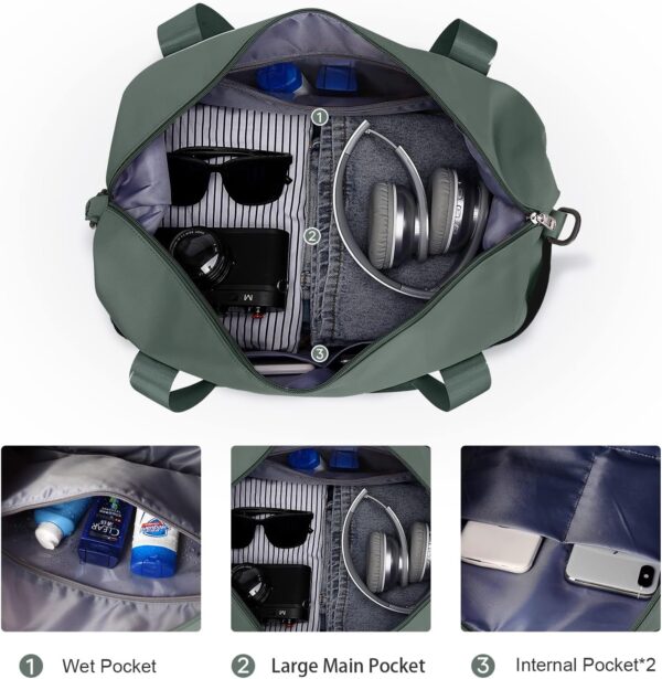 Reistas Dames Sporttas 40x20x25 Ryanair Handbagage tas Weekendtas zwemtas waterdichte Reistas plunjezak Fitnesstas Trainingstas dames voor op reis sportschool,A1-groen - Image 5