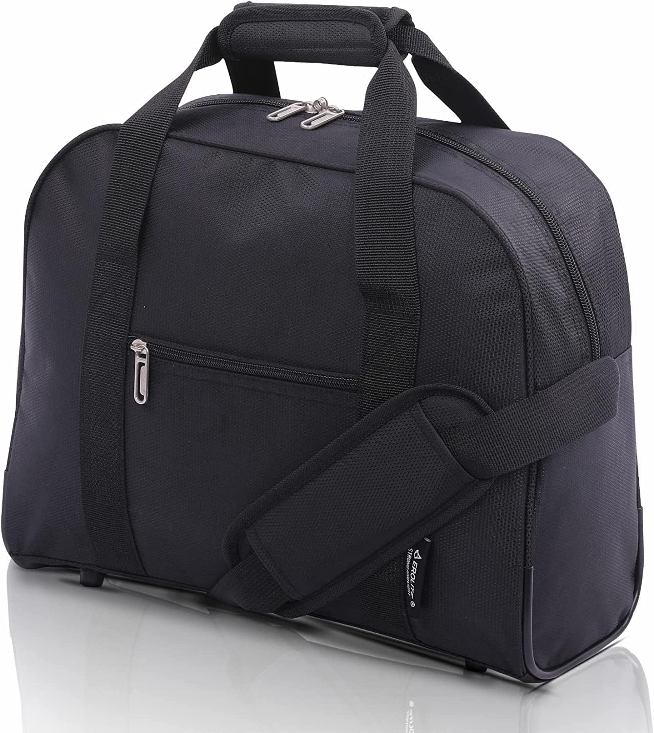 Aerolite 40x30x15 Nieuwe en verbeterde 2023 British Airways, EasyJet, Virgin Atlantic, KLM Holdall, Cabine Bagage Onder Seat Flight Bag, Zwart, Zwart, Carry On Holdall Travel Duffel - Image 2