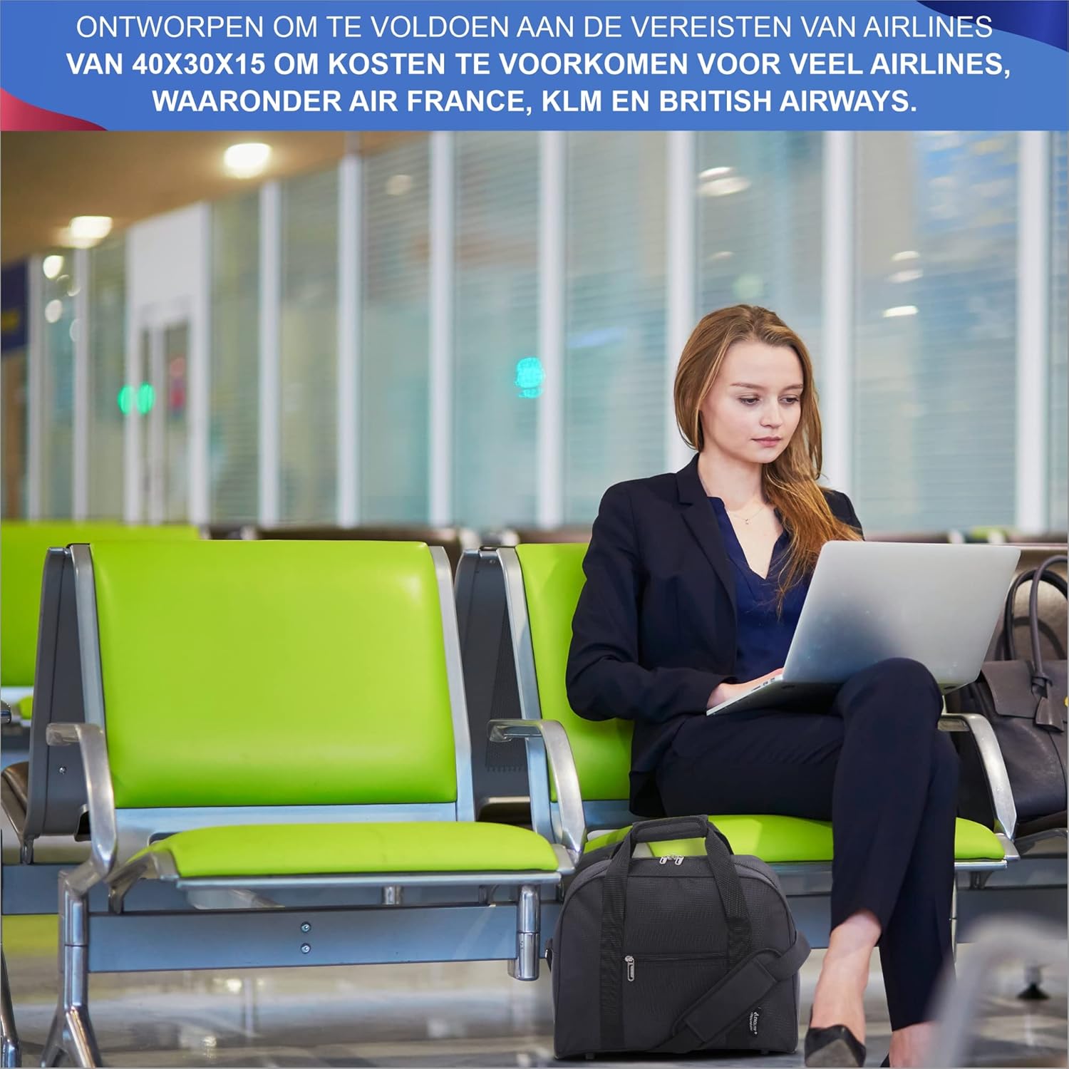 Aerolite 40x30x15 Nieuwe en verbeterde 2023 British Airways, EasyJet, Virgin Atlantic, KLM Holdall, Cabine Bagage Onder Seat Flight Bag, Zwart, Zwart, Carry On Holdall Travel Duffel - Image 7