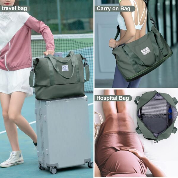 Reistas Dames Sporttas 40x20x25 Ryanair Handbagage tas Weekendtas zwemtas waterdichte Reistas plunjezak Fitnesstas Trainingstas dames voor op reis sportschool,A1-groen - Image 8
