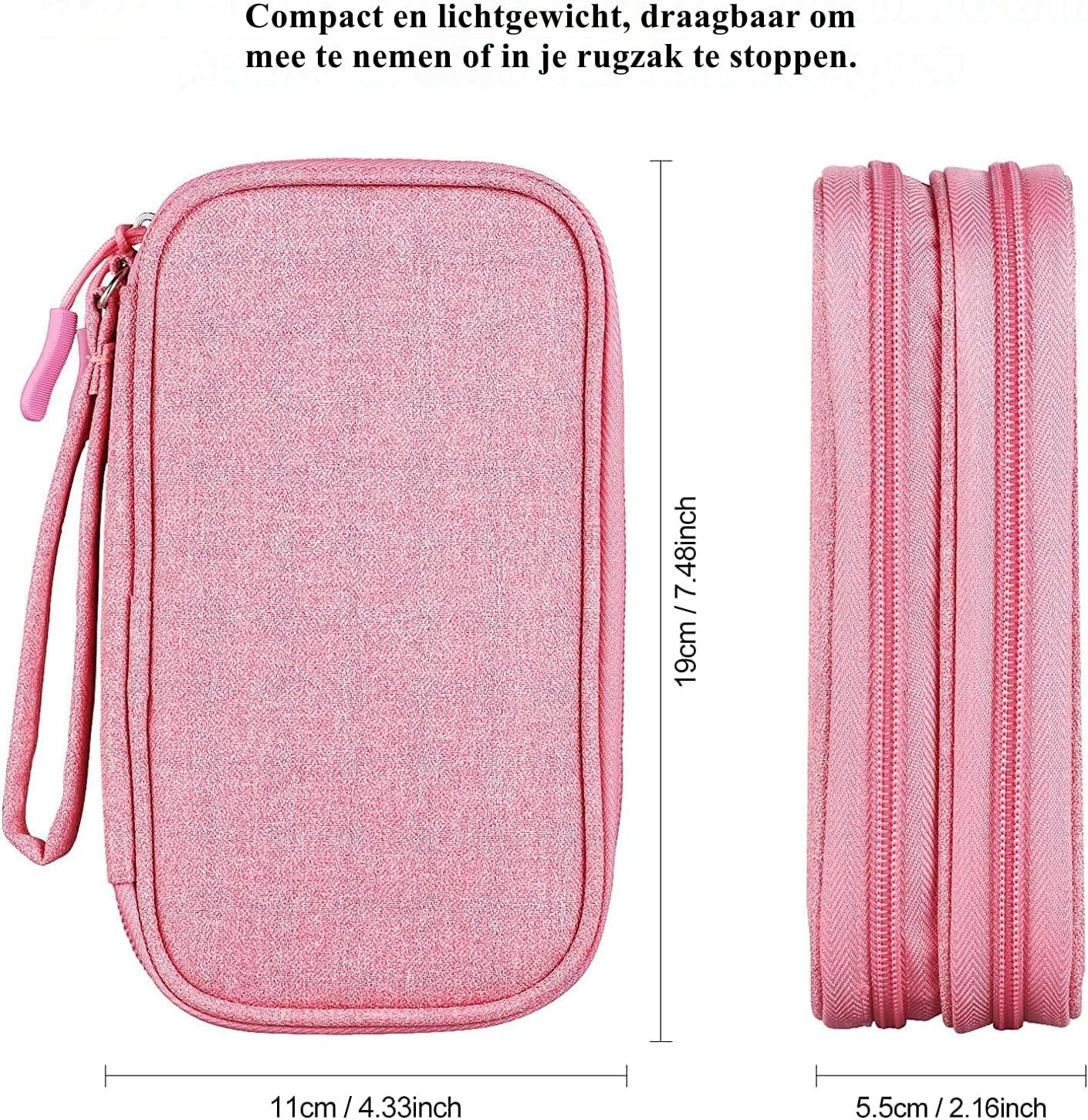 Tuokay Kabelorganizer, waterdicht, elektronica-tas, multifunctioneel, draagbaar, voor USB-oplaadkabel, adapter, geheugenkaarten (roze) - Image 2