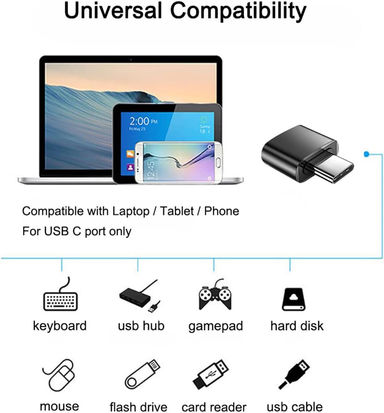 Portable Type C Converter, Multifunctional Lightweight Adapter with Good Heat Dissipation, 2.3x2.5 Inches Compact Sturdy Travel Accessory for Phones, Tablets, and Laptops - Image 6