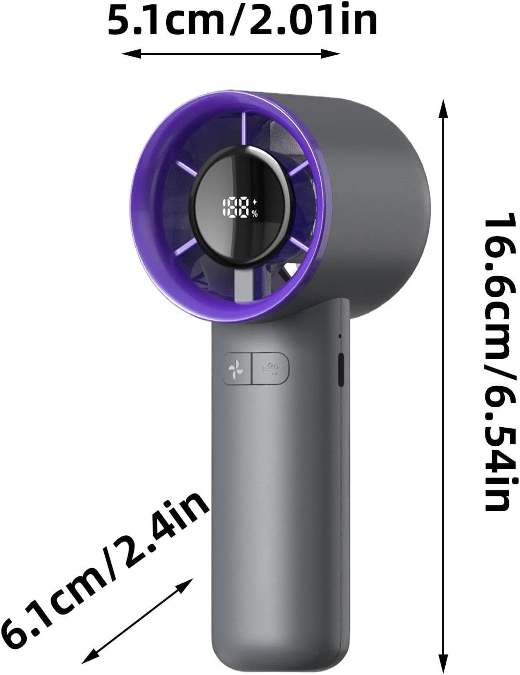 Handheld Personal Fan, Portable Cooling Device, Rechargeable Desk Travel, Product Size About 6.1x5.1x16.6cm Compact Electric Breeze Tool for Sports, School, Outdoors, Hiking - Image 3