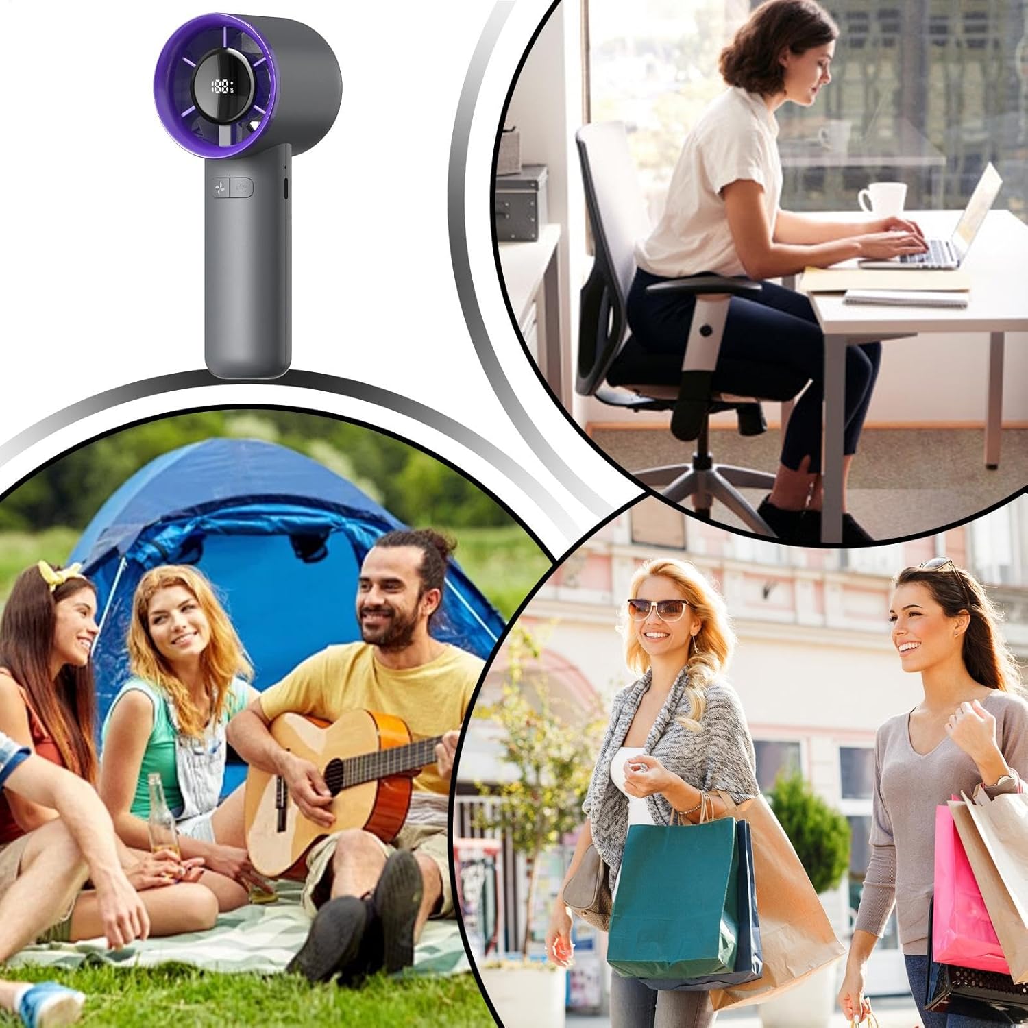 Handheld Personal Fan, Portable Cooling Device, Rechargeable Desk Travel, Product Size About 6.1x5.1x16.6cm Compact Electric Breeze Tool for Sports, School, Outdoors, Hiking - Image 5