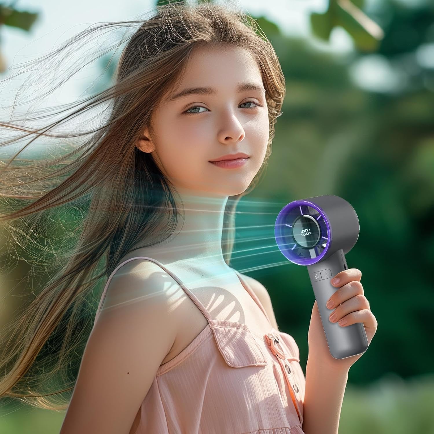 Handheld Personal Fan, Portable Cooling Device, Rechargeable Desk Travel, Product Size About 6.1x5.1x16.6cm Compact Electric Breeze Tool for Sports, School, Outdoors, Hiking - Image 6