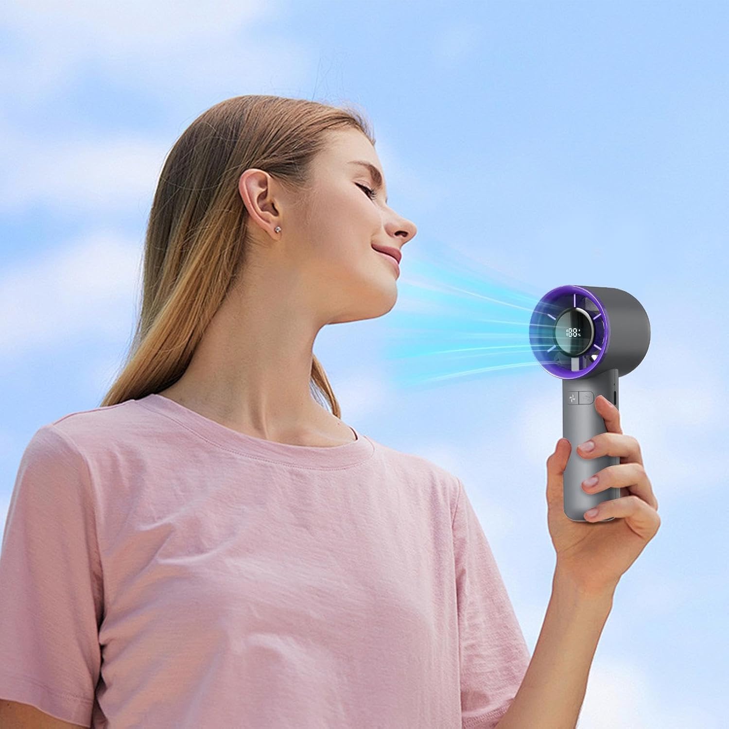 Handheld Personal Fan, Portable Cooling Device, Rechargeable Desk Travel, Product Size About 6.1x5.1x16.6cm Compact Electric Breeze Tool for Sports, School, Outdoors, Hiking - Image 7