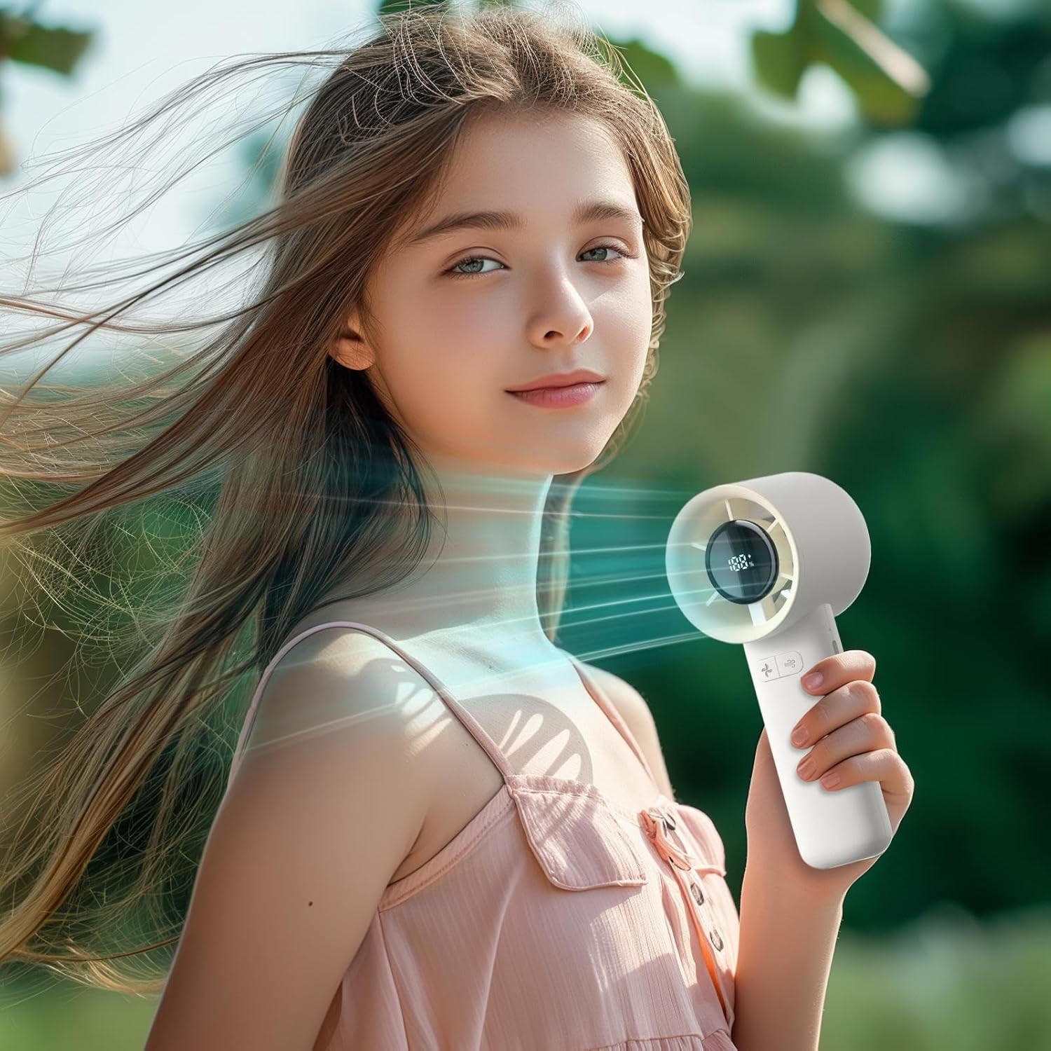 Handheld Portable Fan, 2.4x2.01x6.54 Inches, Makeup Cooling Tool for Desk, Personal Electric Fan for Sports, School, Travel, Outdoors, Hiking, and Daily Use. - Image 5