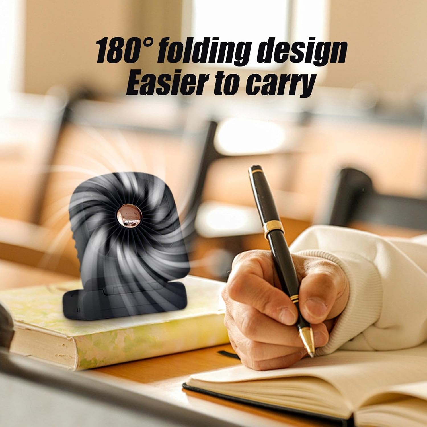 Portable Handheld Fan, Folding Desk Fan, Cooling Blower Gadget with Compact, Portable Design and Adjustable Speeds for Travel, Offices, and Home Use, 1 Set - Image 4