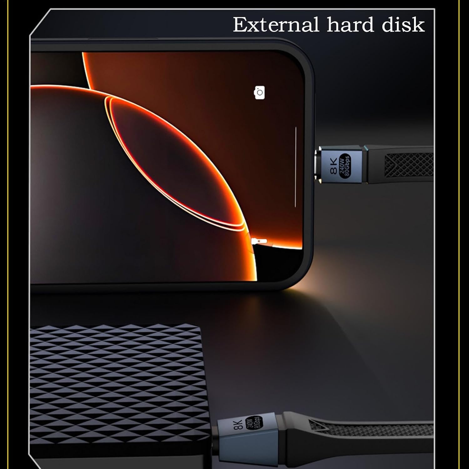 Phone USB Cable, 80gbps High-Speed Data Transfer, 5.12 Inches, Fast Charging Cord, Lightweight C Port Charger Cable for Smartphones, Tablets, Laptops, and USB C Devices - Image 9