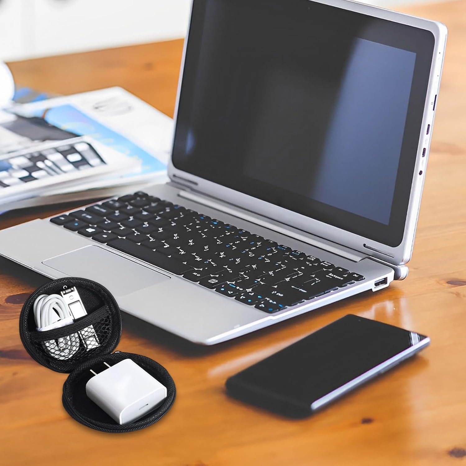 Kleine elektronische organizer - Solid Color Electronic Accessories Carry Cases - Elektronische reisverpakkingsorganisator Travel Digitale accessoires Storingszak voor oplader, oortelefoon - Image 4