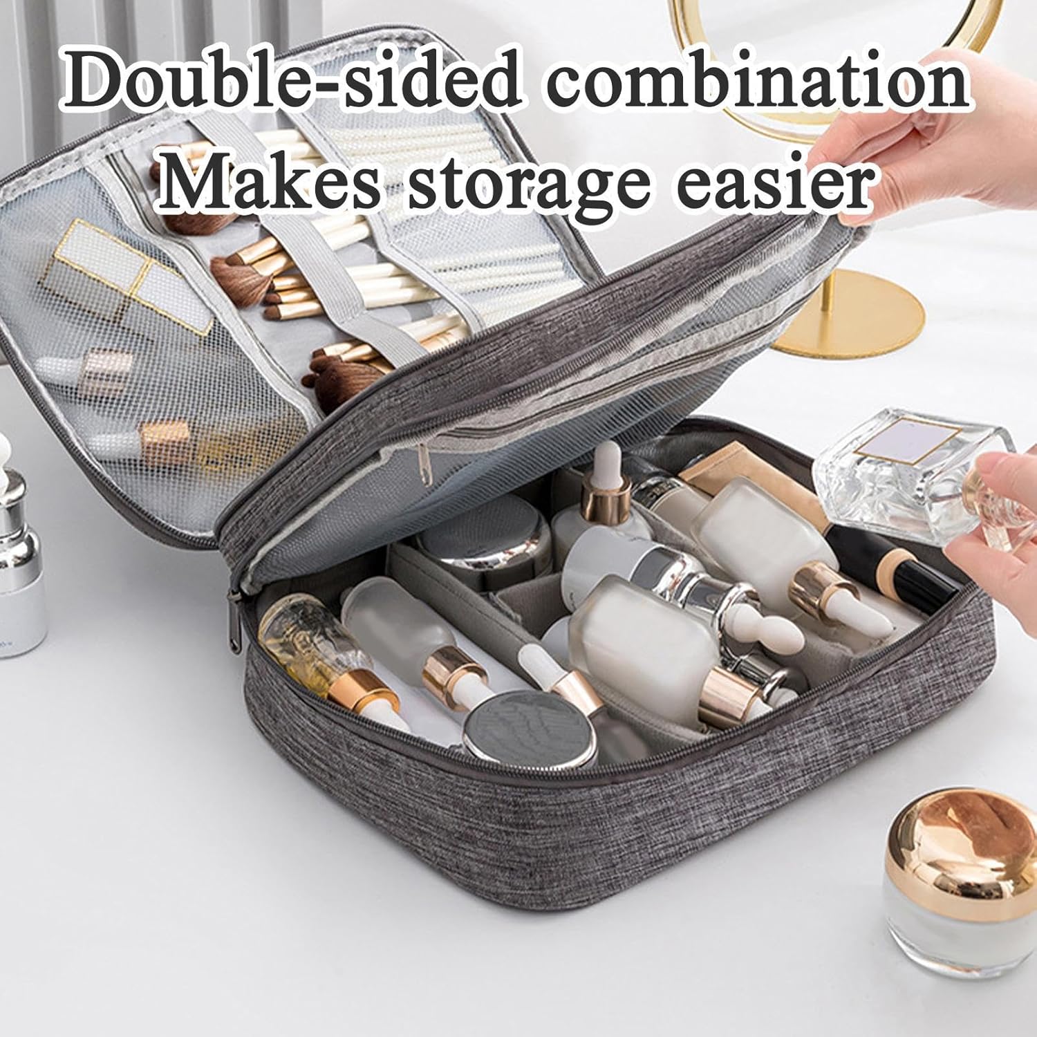 Elektronica-organizer, opbergkoffer, 11,02 inch multifunctioneel reissnoer, schokbestendige gadgettas met 3 compartimenten met ritssluiting voor kabels, opladers, make-up en, Enkele Attribuut - Image 6