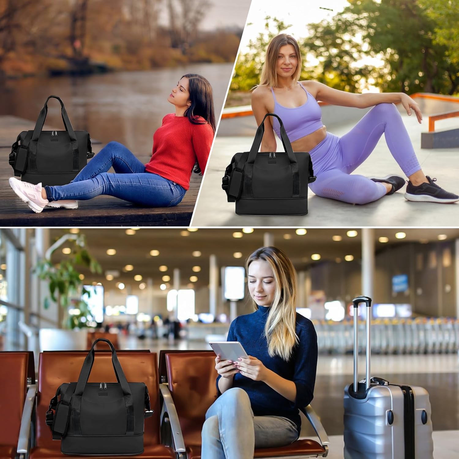 CNMTCCO Voor Ryanair Cabine Tassen 40x20x25 Underseat Convertible Carry on Cabin Bag 45X36X20 voor Nieuwe Easyjet Onder Seat Cabine Tas Kleine Reizen Hand Bagage Flight Bags voor Vliegtuigen, Zwart, - Image 8