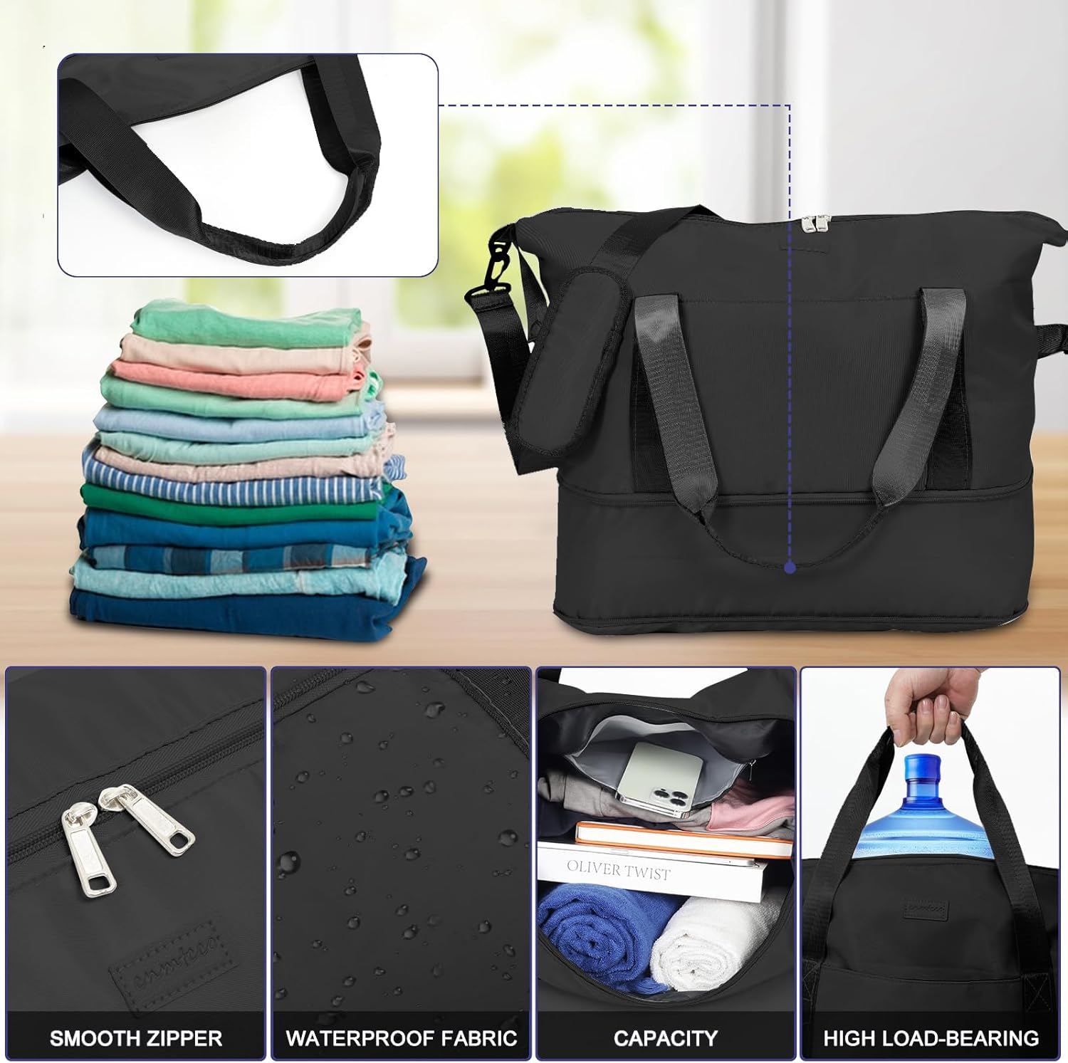 CNMTCCO Voor Ryanair Cabine Tassen 40x20x25 Underseat Convertible Carry on Cabin Bag 45X36X20 voor Nieuwe Easyjet Onder Seat Cabine Tas Kleine Reizen Hand Bagage Flight Bags voor Vliegtuigen, Zwart, - Image 5