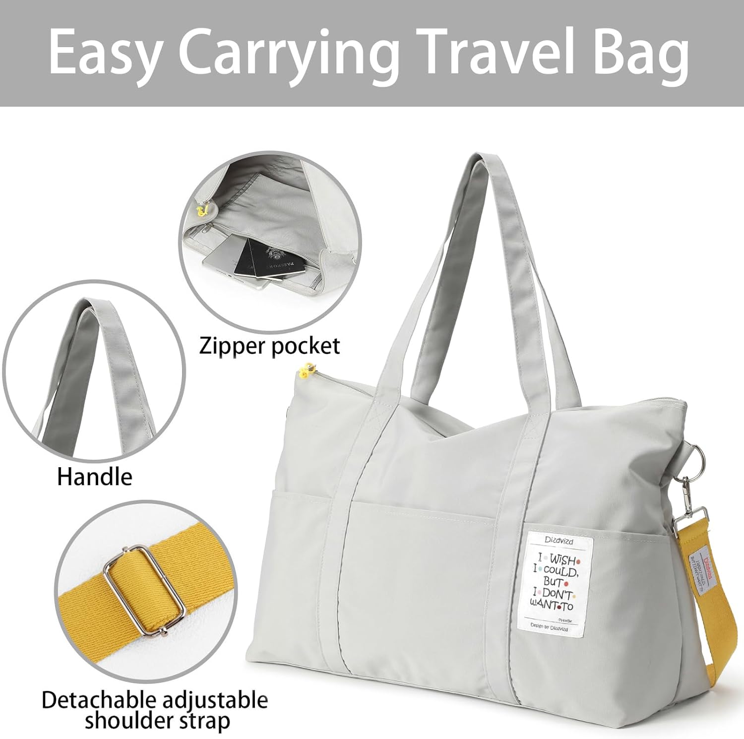 Reistas Sport Duffel Bag,Gym Tote tas,Weekender Overnachting Tas, Grijs, Duffel Bag, Modern design - Image 5