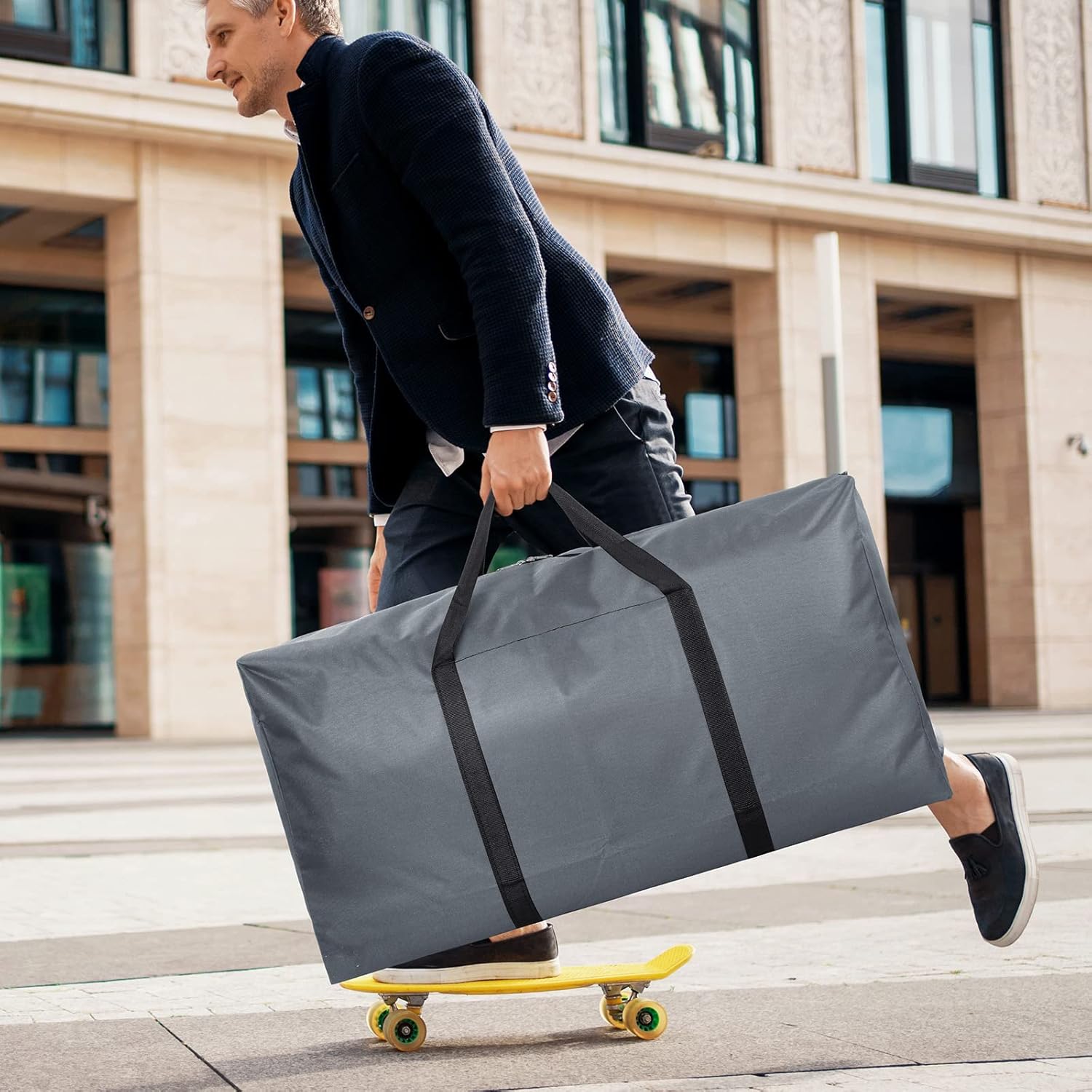 4-pack 110L extra grote reisplunjezak, opvouwbare waterdichte 600D Oxford-doek, zware opbergtassen voor mannen vrouwen, sterke verhuisdozen voor huis, bagagetassen, Grijs, XL, reizen - Image 8