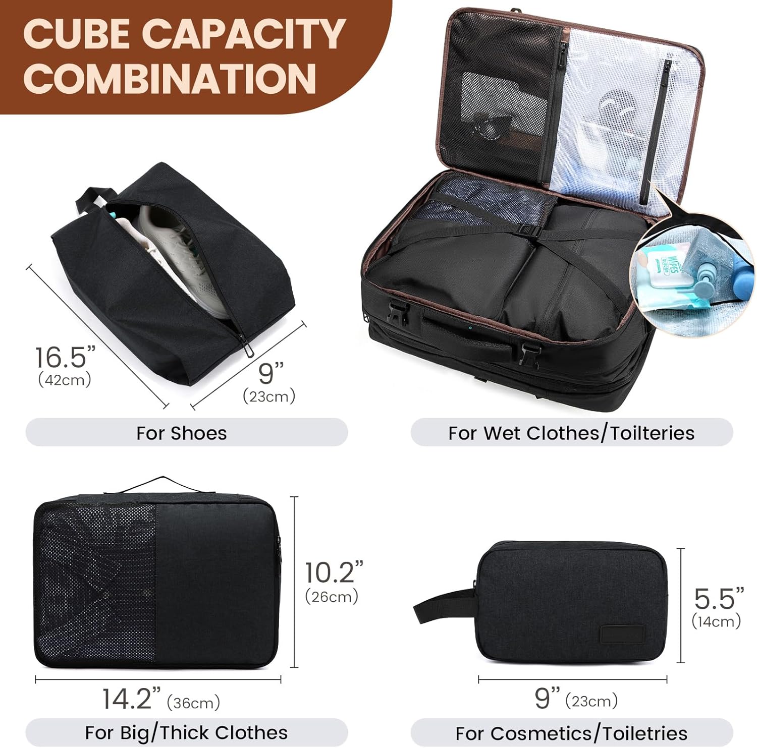 LOVEVOOK Reisrugzak voor dames en heren, handbagage, grote uitbreidbare rugzak, goedgekeurde handbagage rugzak, laptoprugzak 15,6 inch/45,7 cm/45,7 cm, weekendtas voor wandelen - Image 6