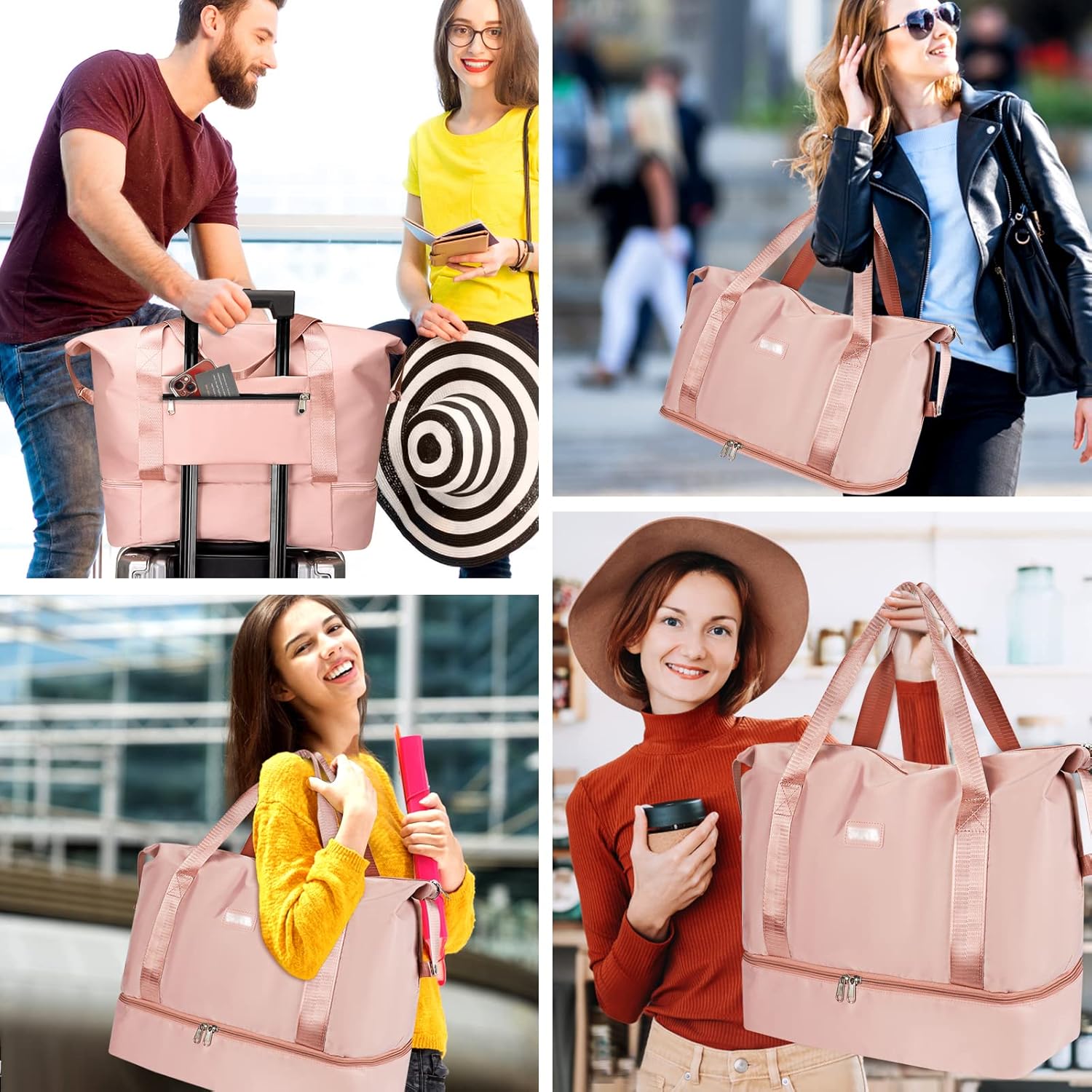 Reistas, CS COSDDI 36 l, weekendtas met trolleymouw, droge en natte compartimenten, sporttas, gym, waterdicht, shoppingtas, handbagage, voor mannen en vrouwen, weekendtas, draagtas, ziekenhuistas, #01 Roze - Image 7