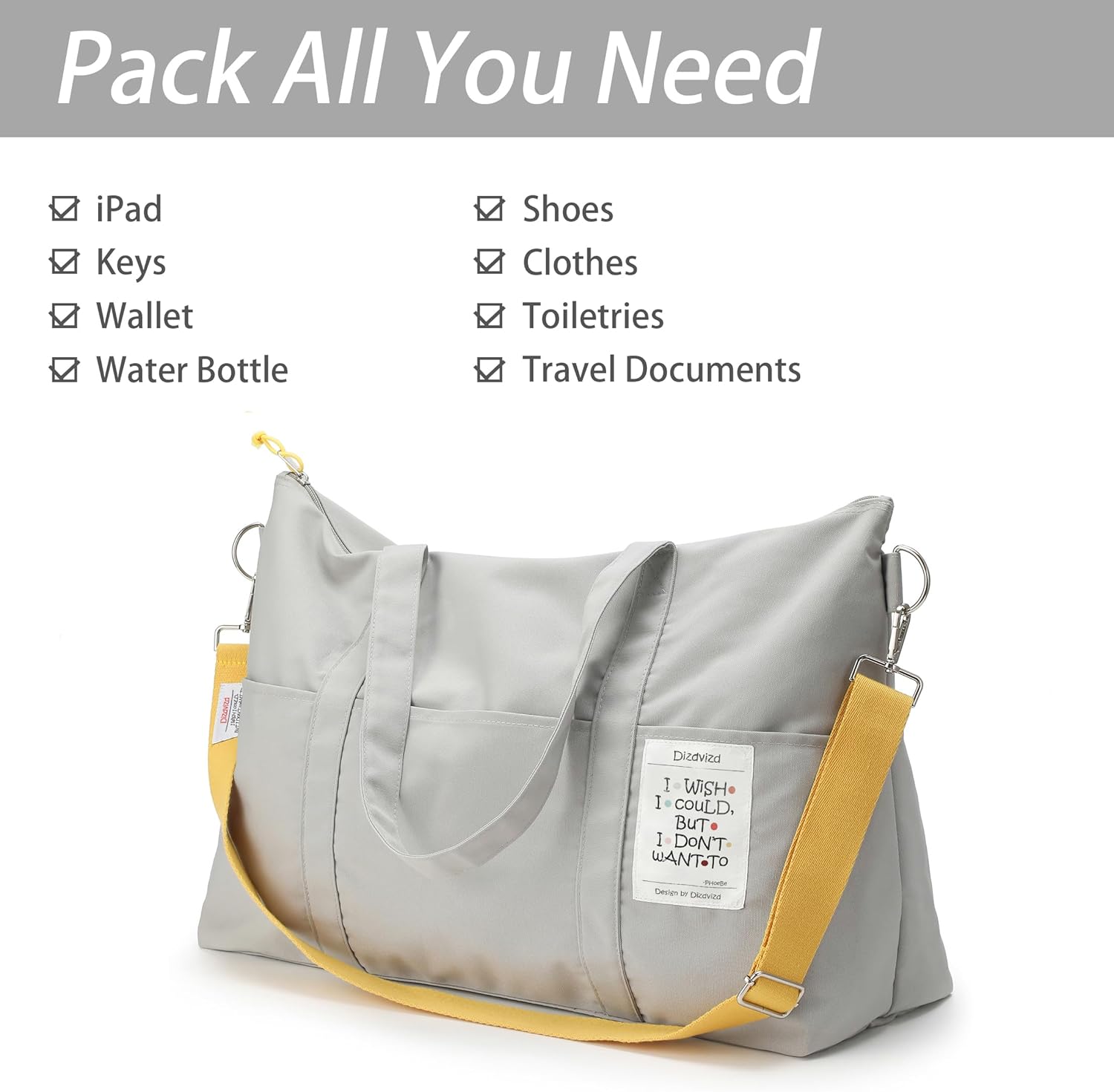 Reistas Sport Duffel Bag,Gym Tote tas,Weekender Overnachting Tas, Grijs, Duffel Bag, Modern design - Image 9