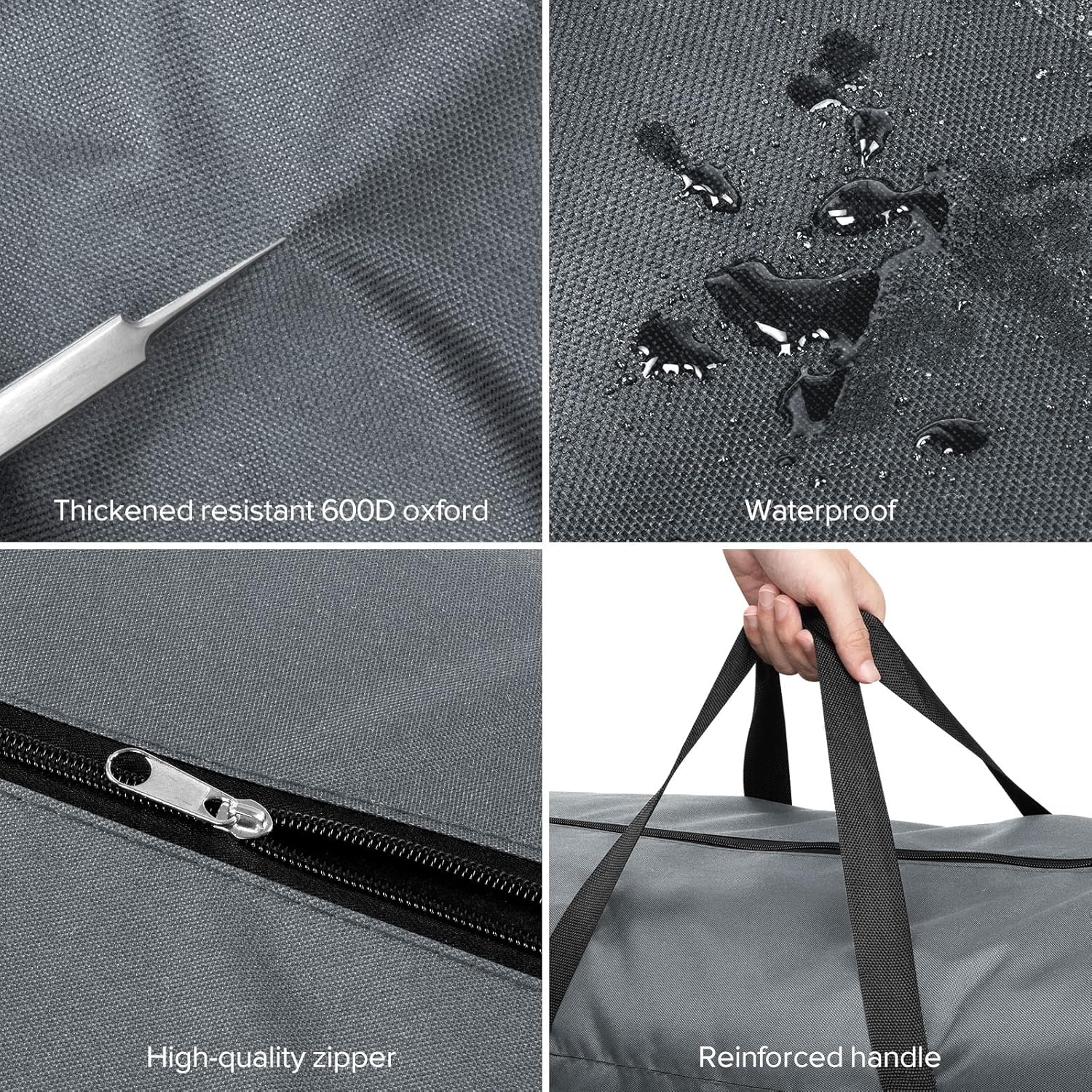 4-pack 110L extra grote reisplunjezak, opvouwbare waterdichte 600D Oxford-doek, zware opbergtassen voor mannen vrouwen, sterke verhuisdozen voor huis, bagagetassen, Grijs, XL, reizen - Image 4
