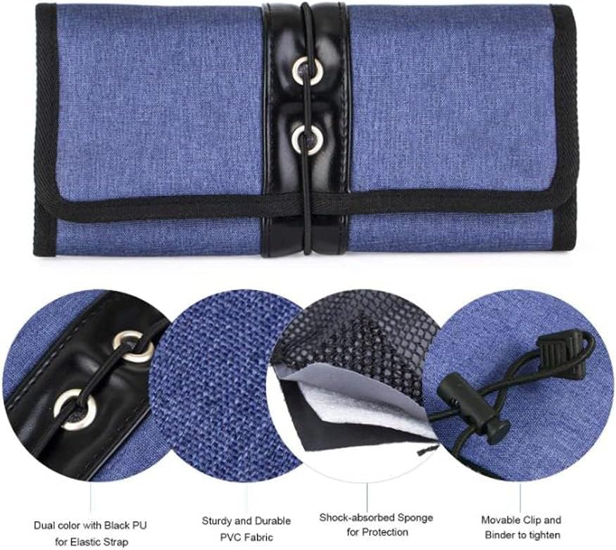 Opvouwbare kabelzak draagbare haspel tas tas kleine tas organizer kit, reiskabel tas voor oortelefoon, gadgets, harde schijf, cosmetica, borstel, lippenstift-blauw - Image 4