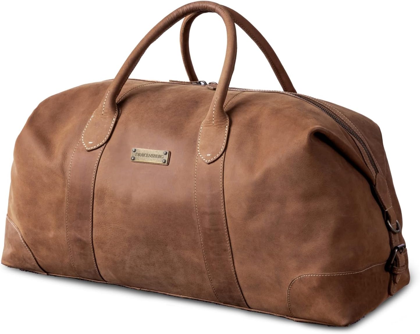 DRAKENSBERG Weekender 'David' - lederen reistas heren en dames in vintage design, uitbreidbaar, 60 l, Havanna-bruin - L, Eén maat, Klassieke weekends - Image 2