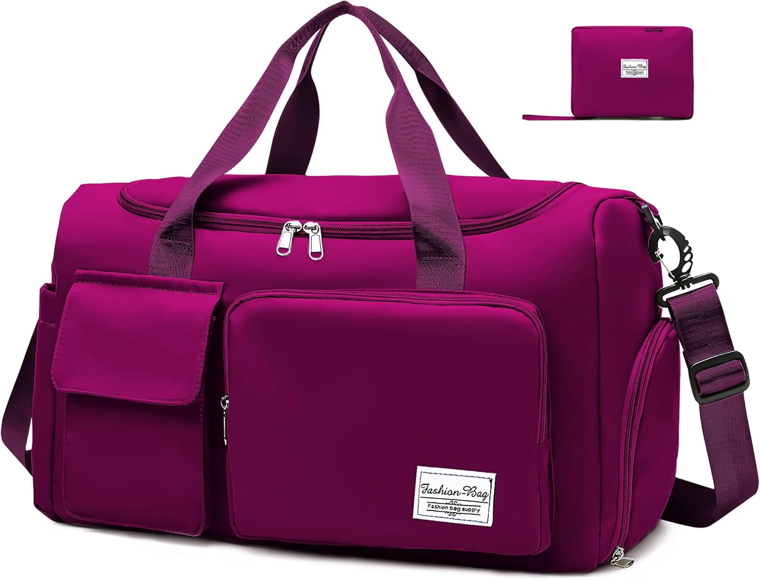 Reistas Dames Meisje, Sporttas Groot Waterdicht Gym Bag met Schoenenvak en Vochtige Vak, Travel Sportbag Boodschappentas Zwemtas Weekendtas Handbagage Fitnesstas Sportzak Fitnesstas, Purper - Image 2