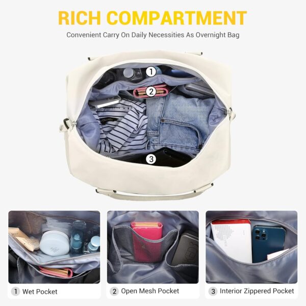 LOVEVOOK Reistas dames sporttas grote handbagage tas weekendtas zwemtas waterdichte reistas fitness tas trainingstas vrouwen kliniektas voor reizen gym licht vliegtuig - Image 4