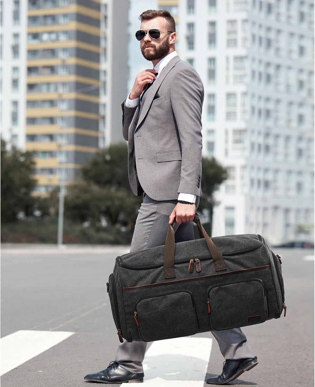 S-ZONE Kledingtas voor reizen Carry on Duffle Bag voor Mannen Reizen Converteerbare Pak Tassen Carry on Bagage Opknoping Koffer Reistas met Toilettas - Image 3