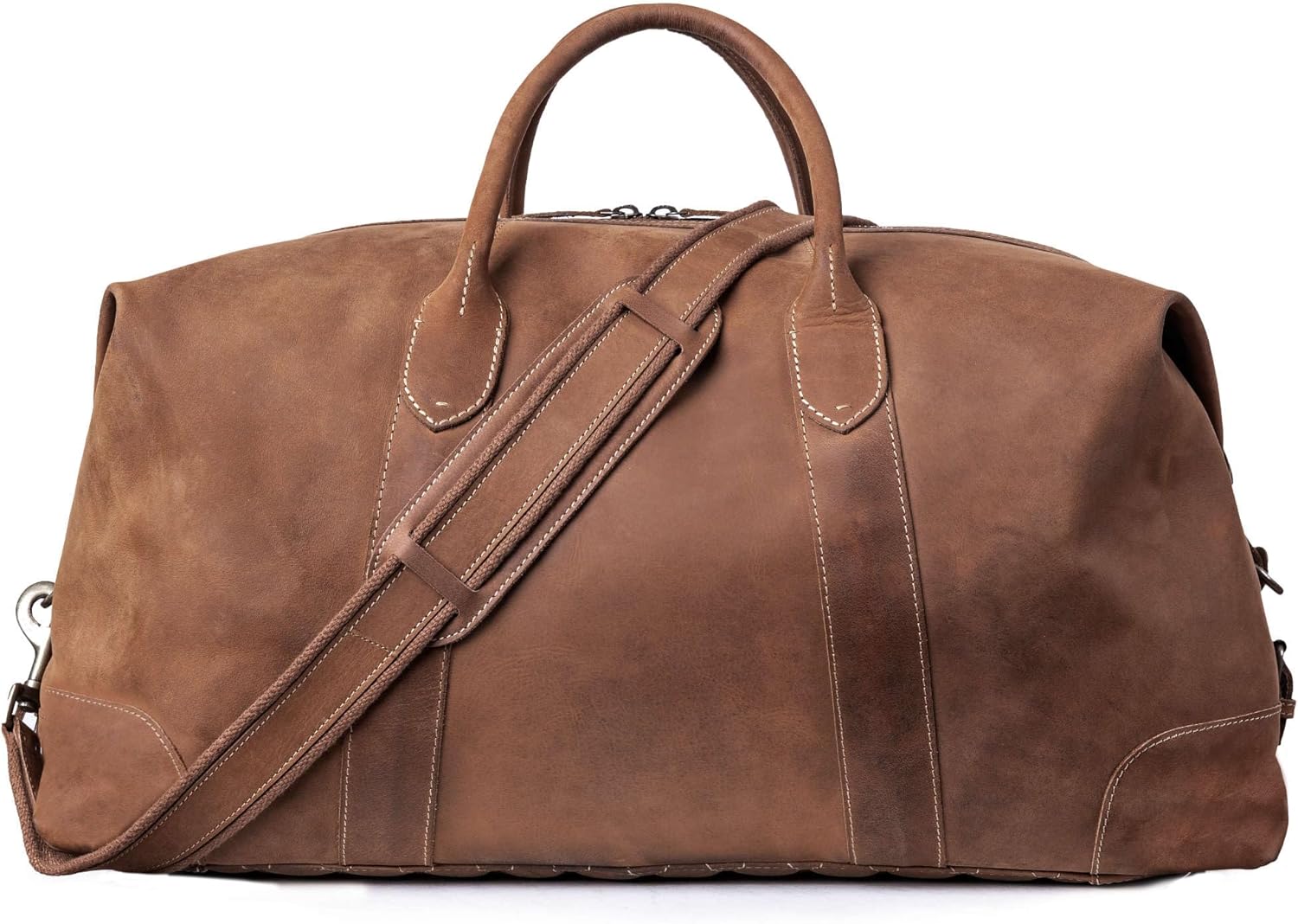 DRAKENSBERG Weekender 'David' - lederen reistas heren en dames in vintage design, uitbreidbaar, 60 l, Havanna-bruin - L, Eén maat, Klassieke weekends - Image 8