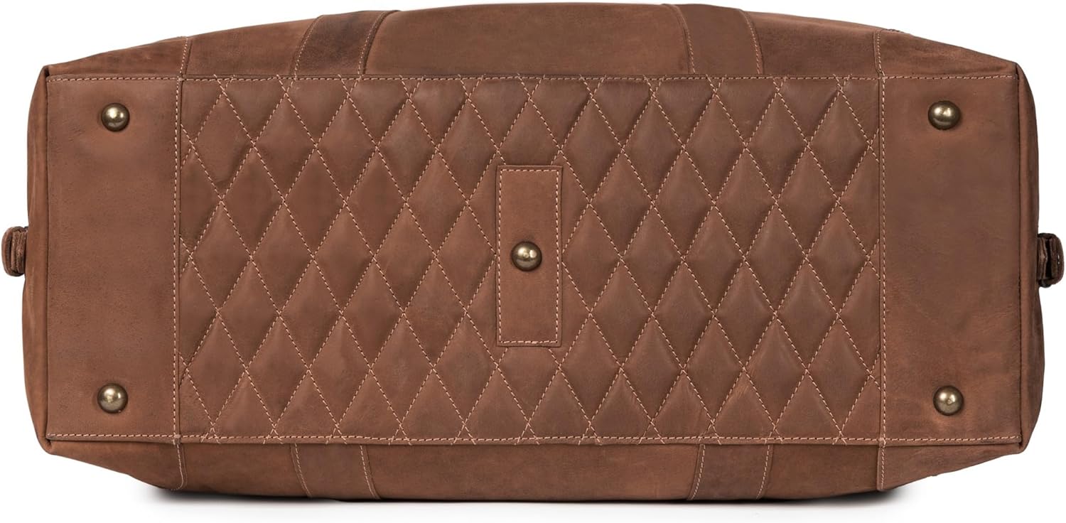 DRAKENSBERG Weekender 'David' - lederen reistas heren en dames in vintage design, uitbreidbaar, 60 l, Havanna-bruin - L, Eén maat, Klassieke weekends - Image 5