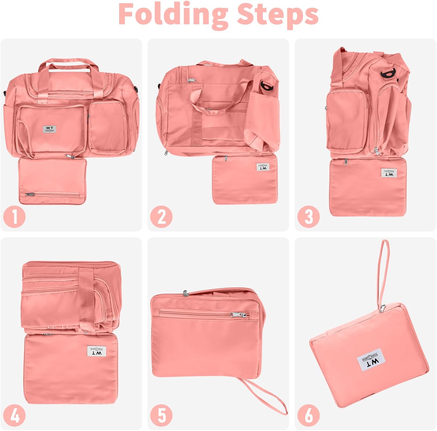 WT Opvouwbare reistas, sporttas voor dames, 35 liter, bagagetas, grote weekendtas, damestas, vakantietas, trainingstas, handtas, waterdicht, sauna, gym, shopping bag voor heren en dames, met - Image 4