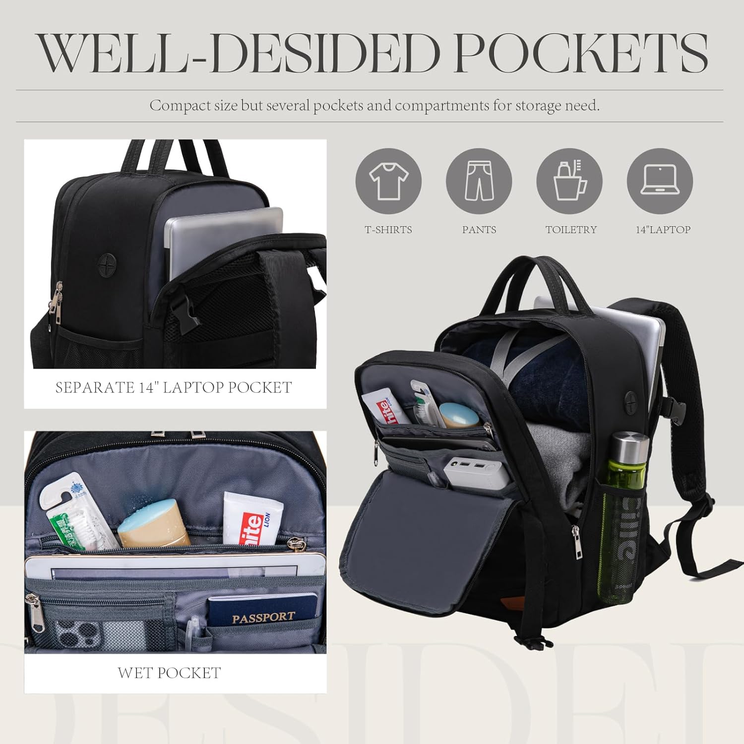 Ryanair Cabinetas, 40 x 20 x 25 cm, Reizigers-Backpack, Blauw, Laptop-Rugzak, 20 Liter, Zakelijk, Unisex - Image 5