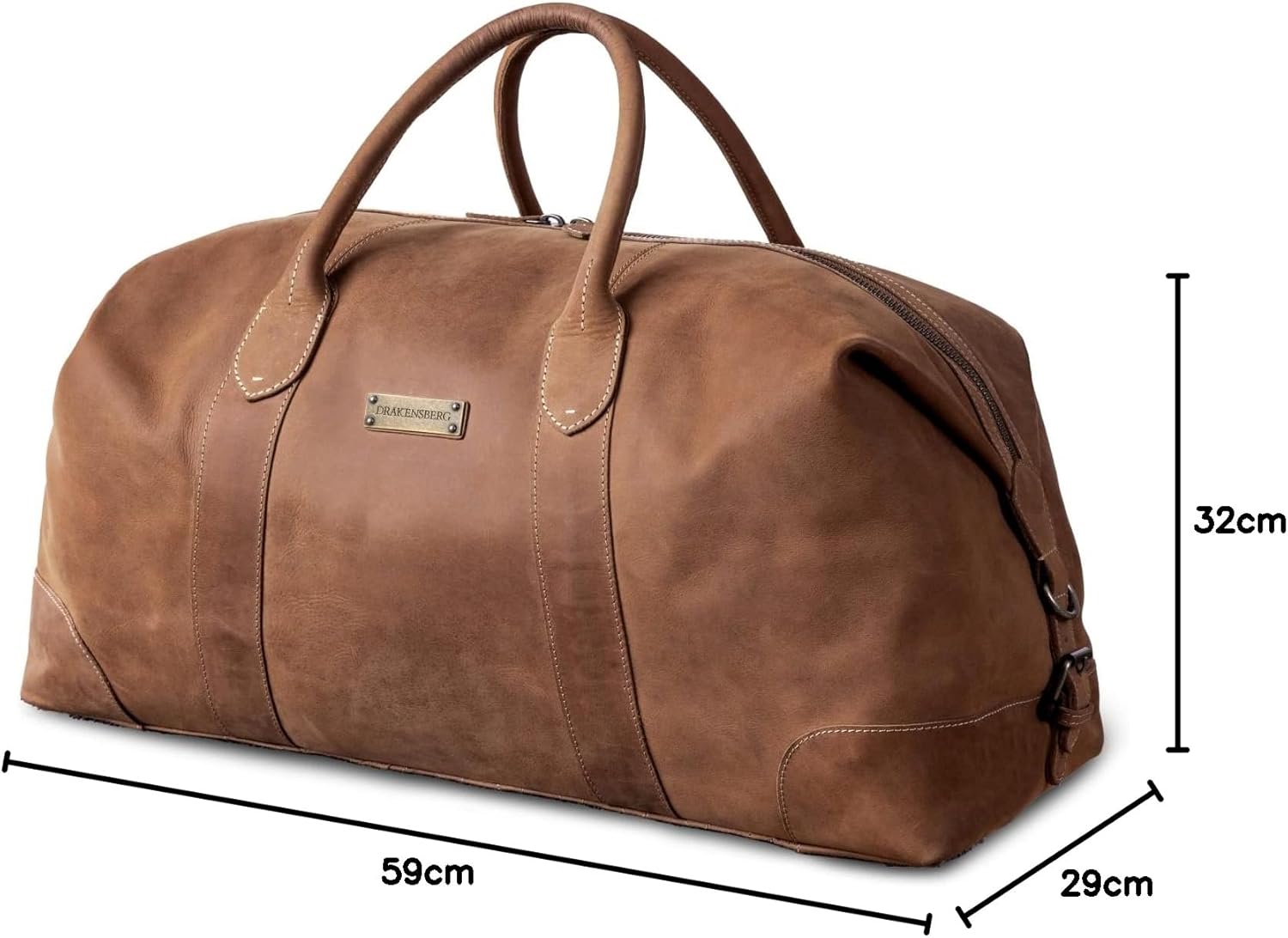 DRAKENSBERG Weekender 'David' - lederen reistas heren en dames in vintage design, uitbreidbaar, 60 l, Havanna-bruin - L, Eén maat, Klassieke weekends - Image 11