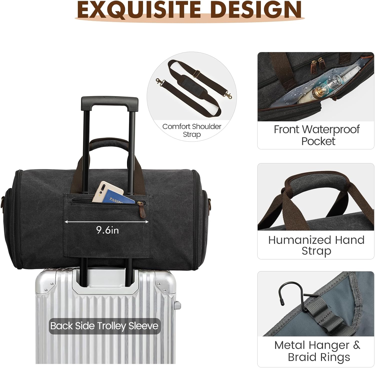 S-ZONE Kledingtas voor reizen Carry on Duffle Bag voor Mannen Reizen Converteerbare Pak Tassen Carry on Bagage Opknoping Koffer Reistas met Toilettas - Image 5