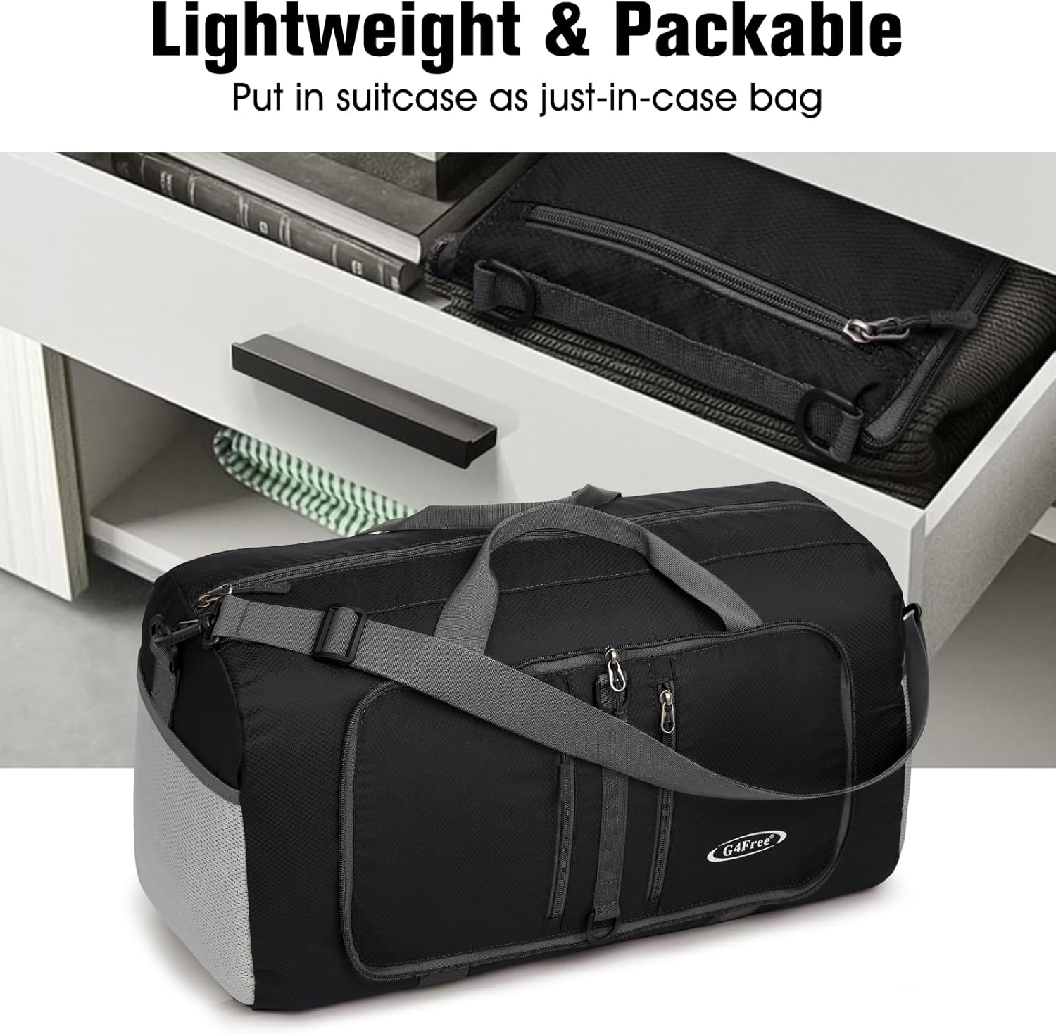 G4Free Opvouwbare plunjezak, 40L/65L, waterafstotende reisrugzak, lichtgewicht draagtas voor overnachting weekendsport mannen vrouwen - Image 6