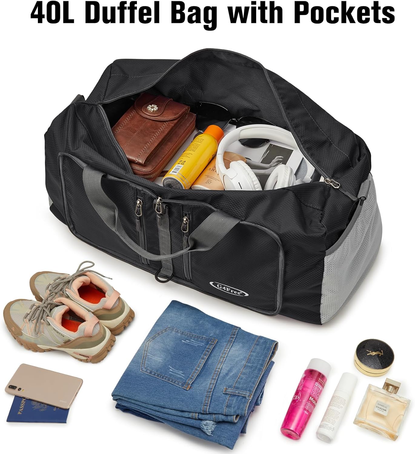 G4Free Opvouwbare plunjezak, 40L/65L, waterafstotende reisrugzak, lichtgewicht draagtas voor overnachting weekendsport mannen vrouwen - Image 7