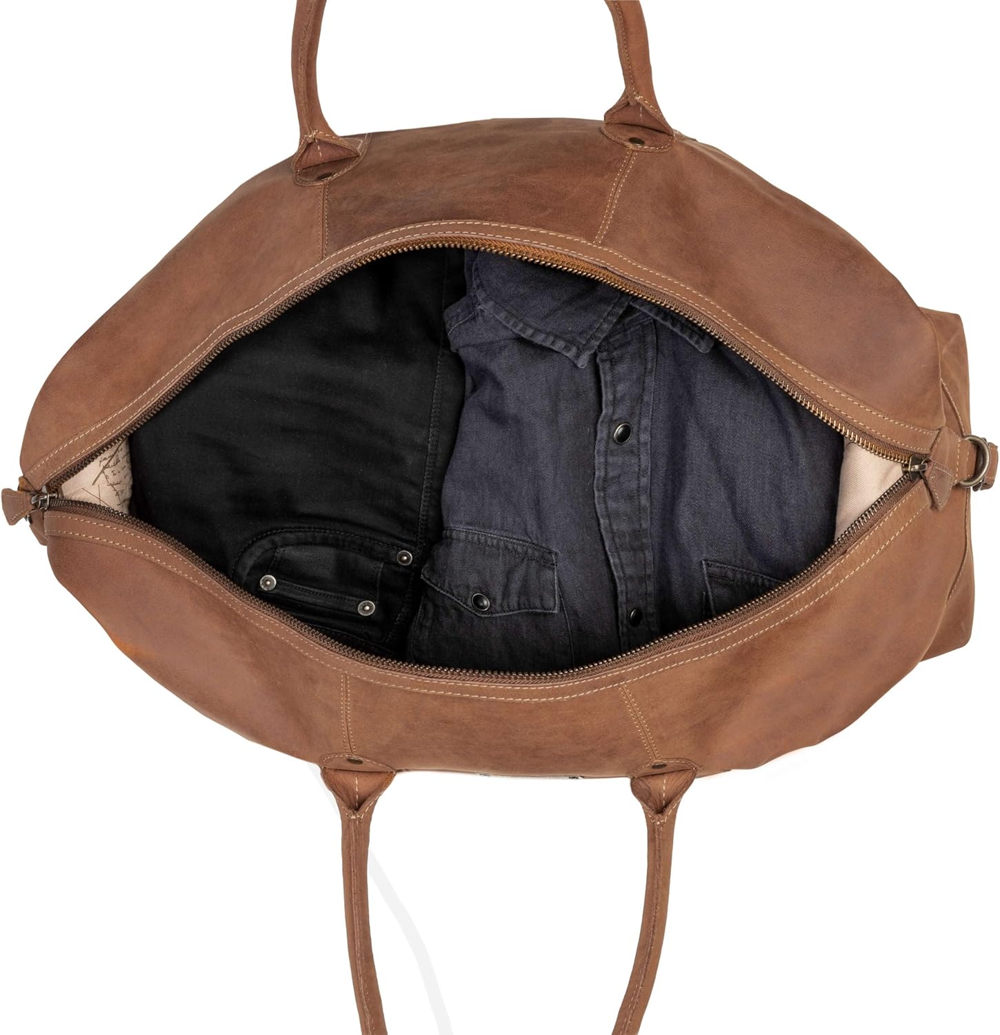 DRAKENSBERG Weekender 'David' - lederen reistas heren en dames in vintage design, uitbreidbaar, 60 l, Havanna-bruin - L, Eén maat, Klassieke weekends - Image 10