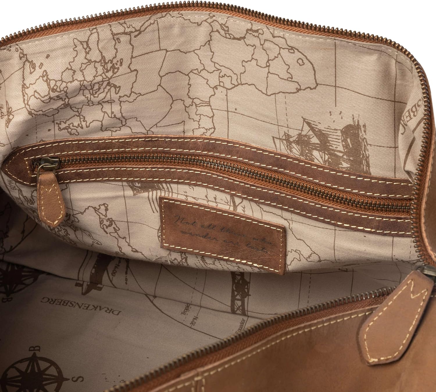 DRAKENSBERG Weekender 'David' - lederen reistas heren en dames in vintage design, uitbreidbaar, 60 l, Havanna-bruin - L, Eén maat, Klassieke weekends - Image 7