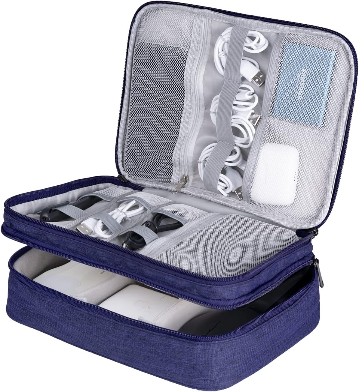 LENTION Kabelorganizer, tas voor op reis, elektronische accessoires draagtas draagbare tas waterdichte dubbele lagen alles-in-één opbergtas draagtas technische tas voor snoer, oplader, powerbank - Image 2